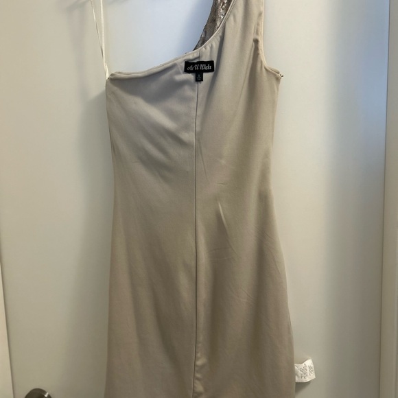 Wish Gold Asymmetrical Ruched Cocktail Dress - Picture 7 of 8